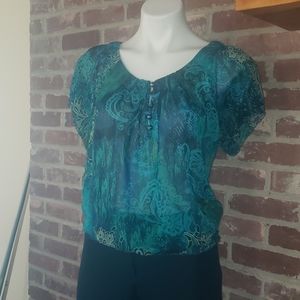 **Half price sale**  Multi green and blue blouse.